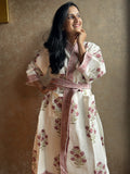 Waffle Bathrobe - Maroon Flowers