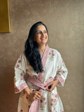 Waffle Bathrobe - Maroon Flowers