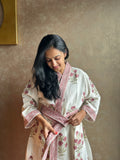 Waffle Bathrobe - Maroon Flowers