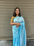 Mangalgiri Plain Cotton Silk Saree - Light Blue