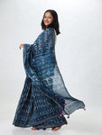 Indigo Chanderi Silk saree