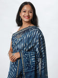 Indigo Chanderi Silk saree