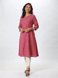 Woman's Semi Festive Cotton Kurti - Pink