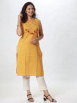 Woman's Semi Festive Cotton Kurti - Yellow