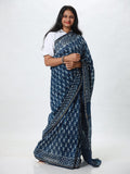 Indigo Chanderi Silk saree