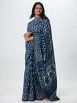 Indigo Chanderi Silk saree