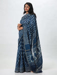 Indigo Chanderi Silk saree