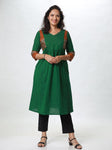 Woman's Semi Festive Cotton Kurti - Green