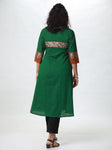 Woman's Semi Festive Cotton Kurti - Green