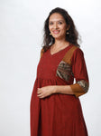 Woman's Semi Festive Cotton Kurti - Maroon