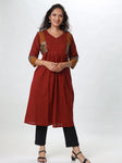 Woman's Semi Festive Cotton Kurti - Maroon