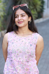 Woman's Short Top - Pink Floral