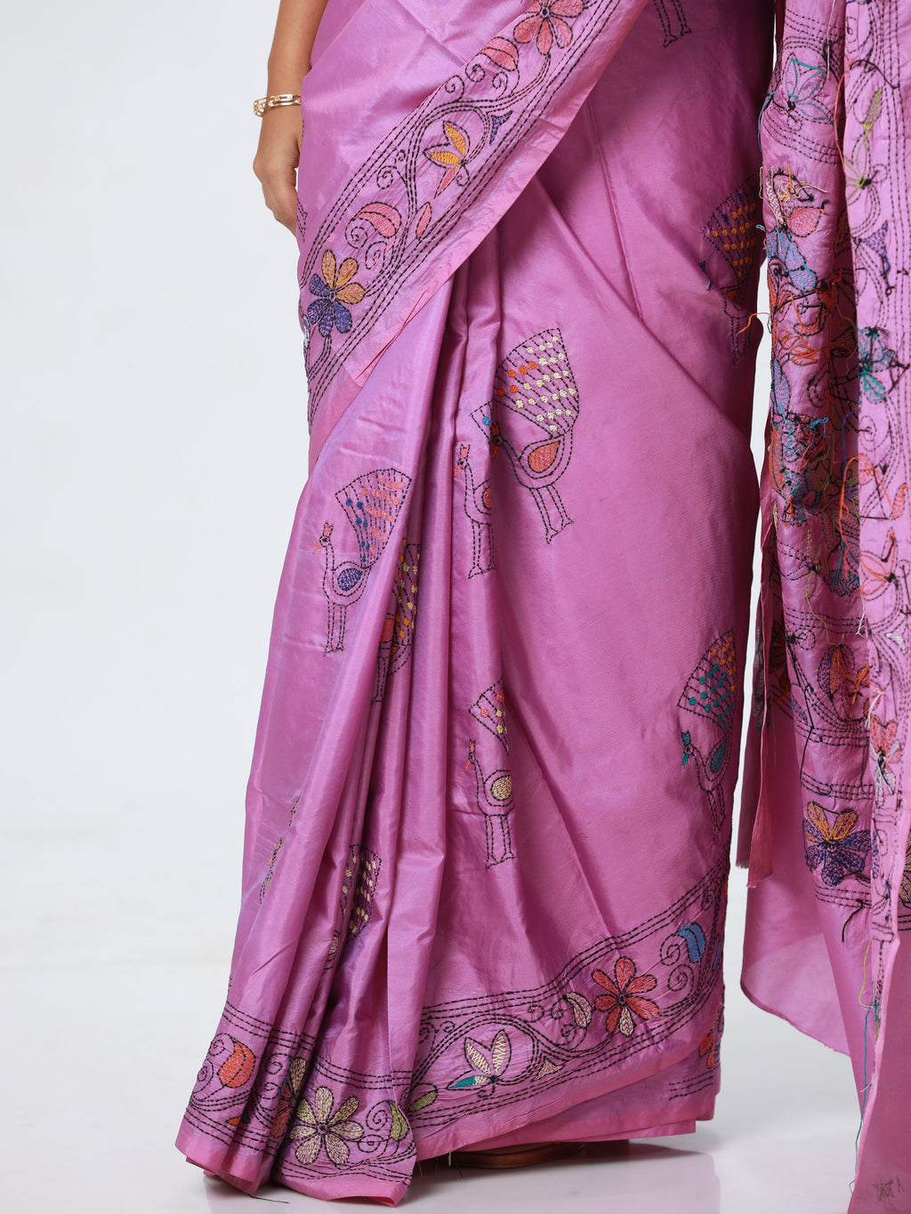 Kantha Silk Saree - Purple