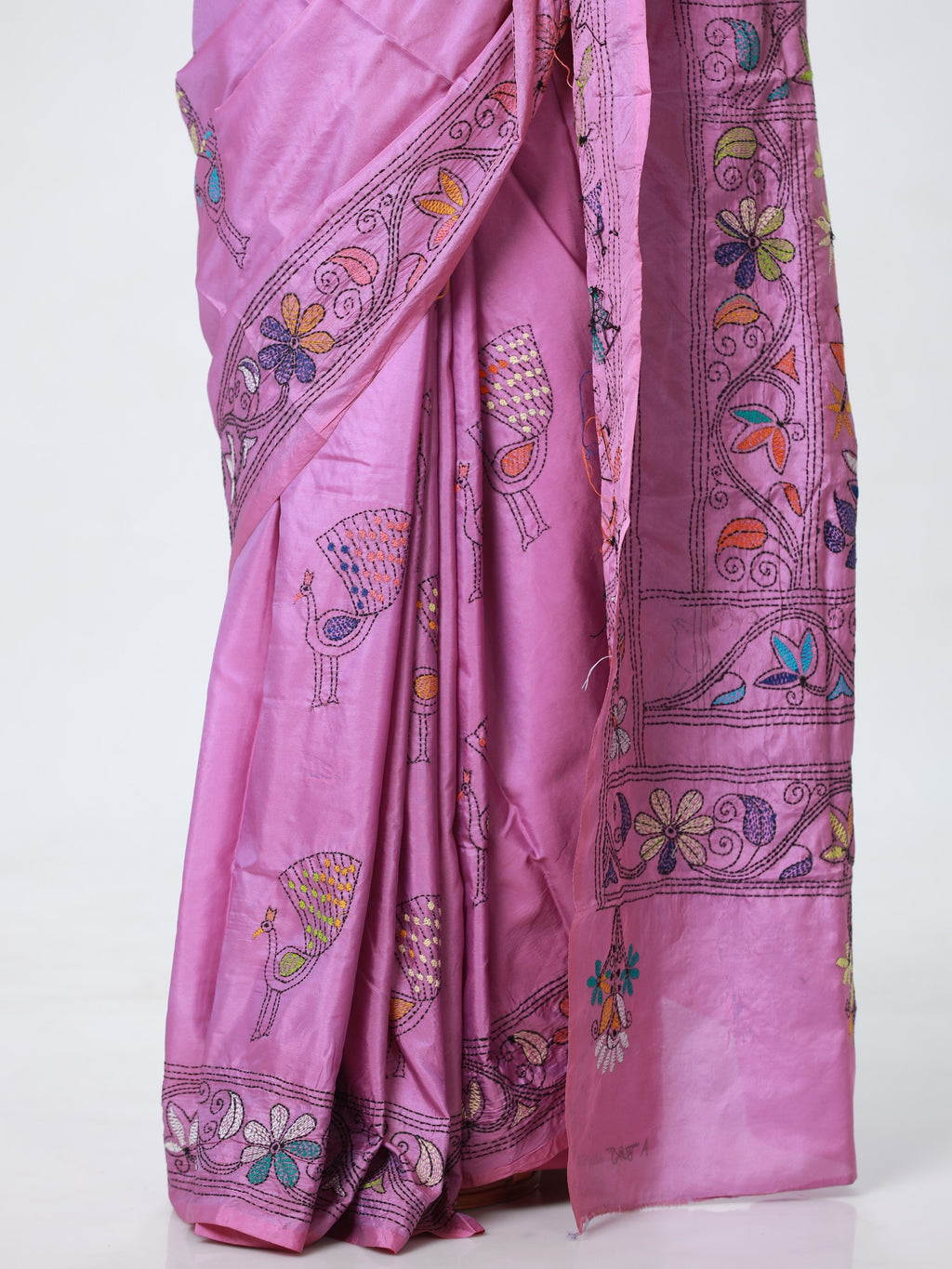 Kantha Silk Saree - Purple