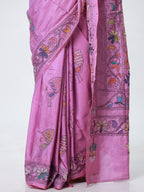 Kantha Silk Saree - Purple