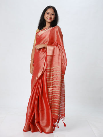 Tissue Dhakai Saree - Red