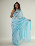 Mangalagiri Plain Cotton Silk Saree - Light Blue