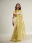 Mangalagiri Plain Cotton Silk Saree - Lime Yellow