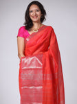 Mangalgiri Pattu Silk Saree with Peacock Border - Red