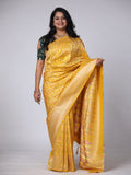 Dhakai Malai Silk Saree - Yellow