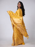 Dhakai Malai Silk Saree - Yellow