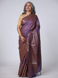 Semi Tussar Plain Saree with Border - Light Purple