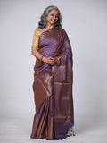 Semi Tussar Plain Saree with Border - Light Purple