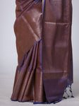 Semi Tussar Plain Saree with Border - Light Purple