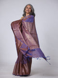 Semi Tussar Plain Saree with Border - Light Purple