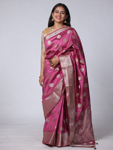 Cotton Silk Butti Jari Saree - Purple