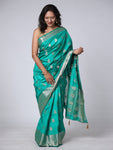 Cotton Silk Butti Jari Saree - Teal