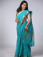Mangalgiri Cotton Saree with Nizam Border - Green