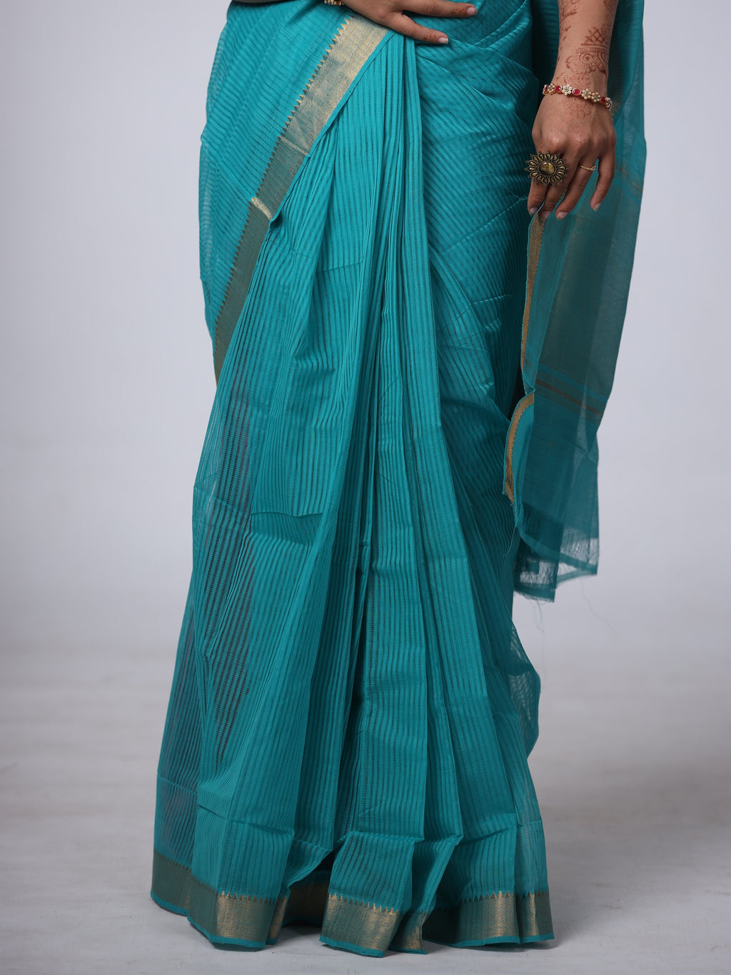Mangalgiri Cotton Saree with Nizam Border - Green