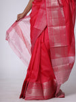 Mangalgiri Pattu Silk Saree with Peacock Border - Red