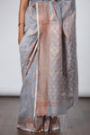 Cotton Silk Saree with Copper Jari - Light Grey