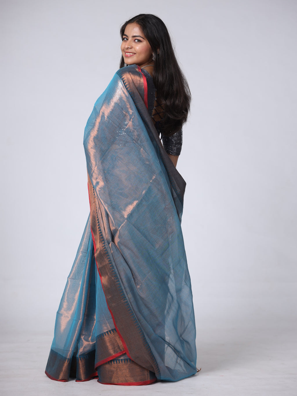 Tissue Cotton Silk Saree - Blue