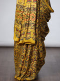 Ajrakh Modal Silk Saree - Yellow