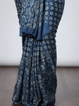 Ajrakh Modal Silk Saree - Blue