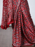 Ajrakh Modal Silk Saree - Red
