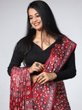 Ajrakh Modal Silk Saree - Red