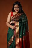 Maheshwari Silk Saree with Golden Butti - Green