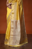 Maheshwari Silk Saree with Double Border - Yellow