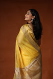 ANANDI - Maheshwari Silk Saree with Double Border - Yellow