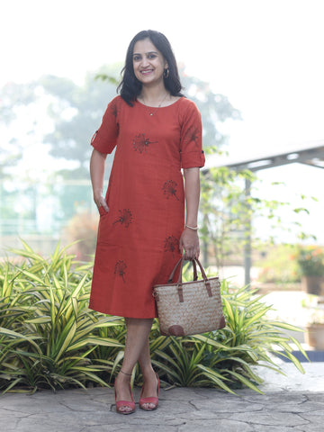 Bahaar - Organic Cotton Woman's Dress - Red
