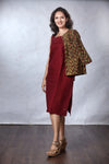 Woman's Dress + Reversible Jacket Set - Maroon