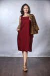 Woman's Dress + Reversible Jacket Set - Maroon