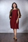 Woman's Dress + Reversible Jacket Set - Maroon