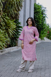 Woman's Casual Kurti - Pink Butti