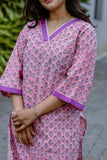 Woman's Casual Kurti - Pink Butti