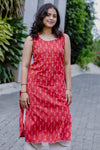 Woman's Casual Kurti - Red Ikat